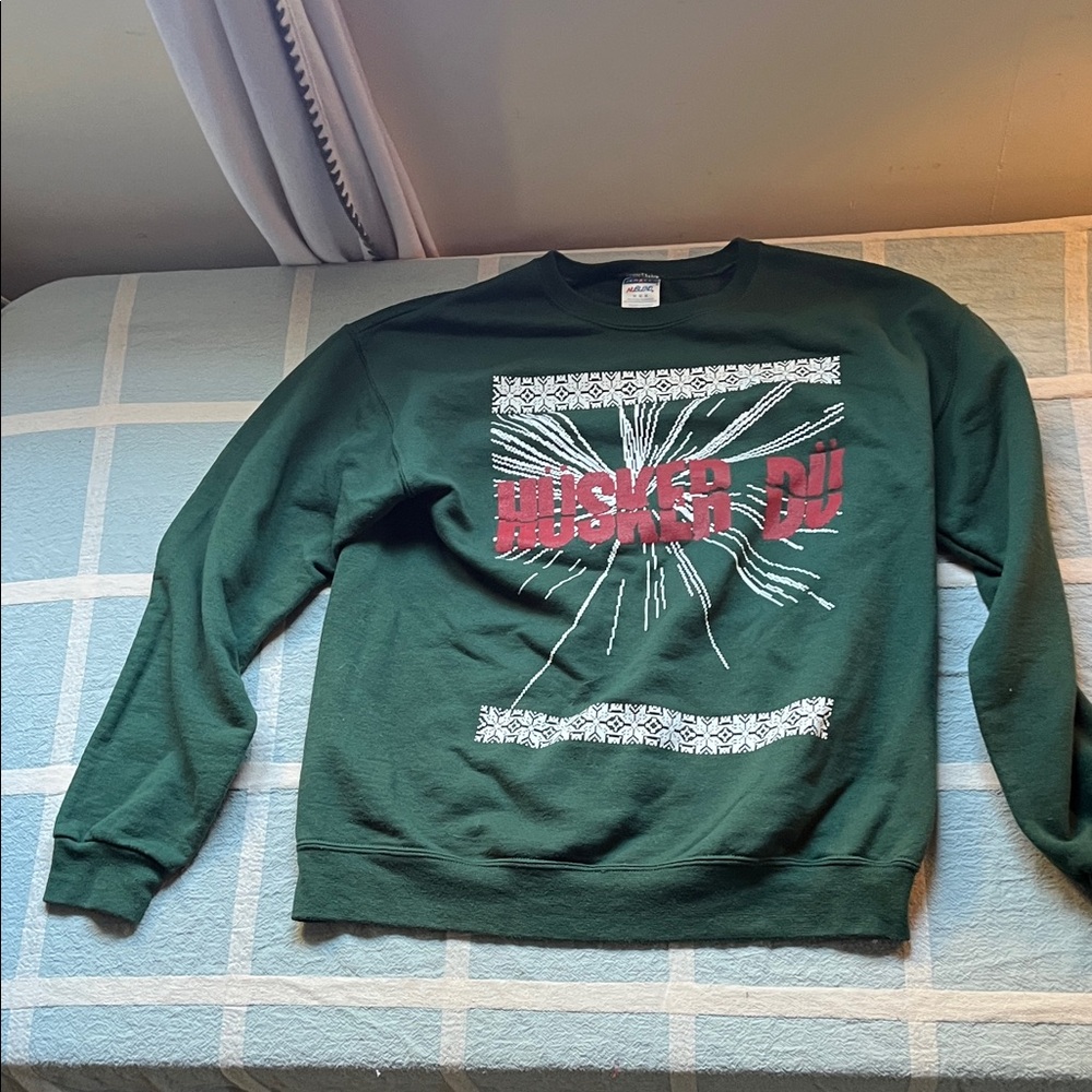 Green Husker Du Christmas Crewneck